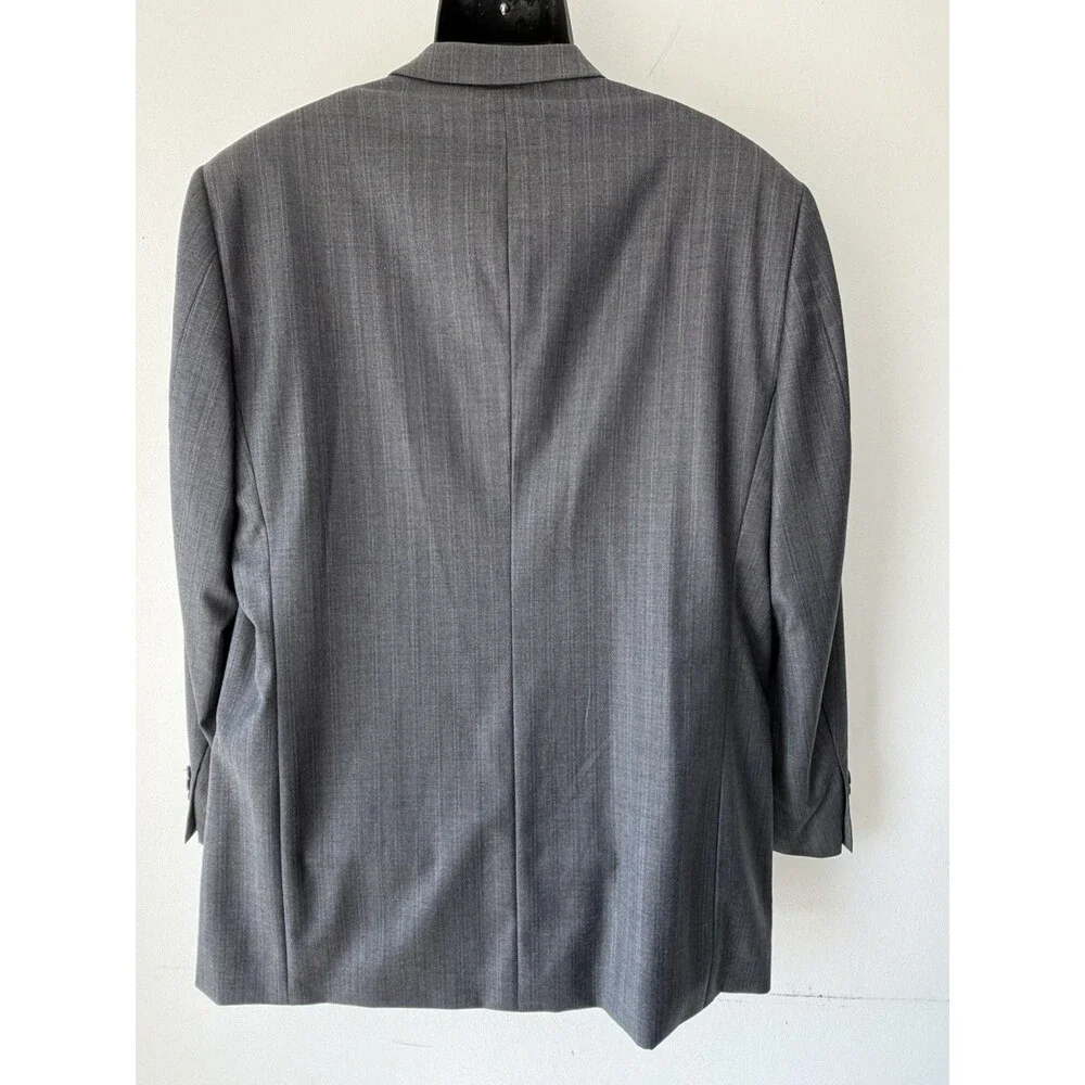 Perry Ellis Portfolio 44R Gray 100% Worsted Wool Blazer Sport Coat 3 Button